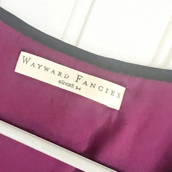 WAYWARD FANCIES eShakti Size 4 Burgundy Plum V- Neck Floral Midi Dress - Picture 4 of 6